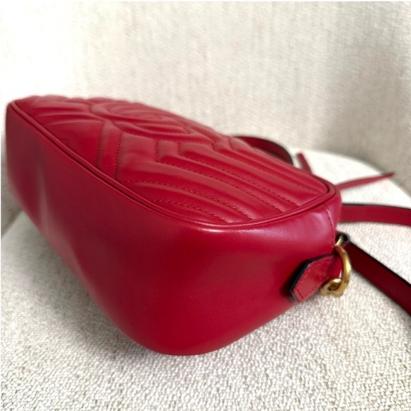 Authentic Gucci Marmont crossbody bag red leather gold GG - Picture 8 of 15